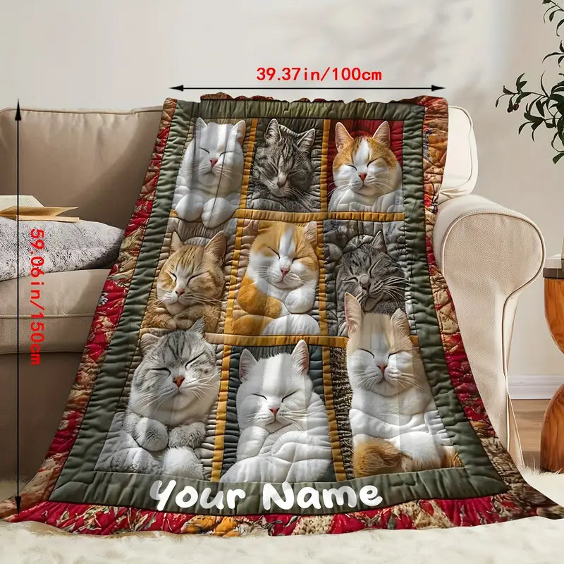 😸Modern flanel takaró macskamintával -🔥Szuper puha és meleg plüss takaró, minden évszakra