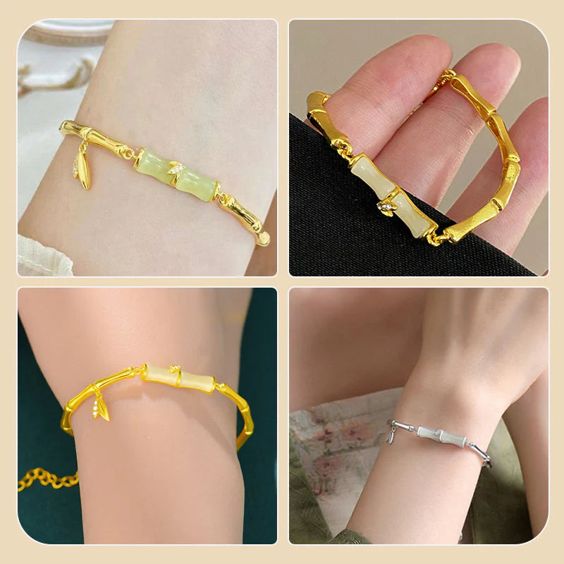 Női bambusz karkötő lánccal