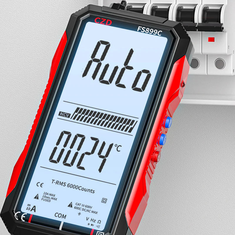 USB Tölthetős Digitális Multiméter – True RMS, Automatikus Tartományváltás és Megvilágított LCD Kijelző, CAT III 1000V
