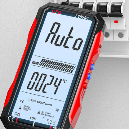 USB Tölthetős Digitális Multiméter – True RMS, Automatikus Tartományváltás és Megvilágított LCD Kijelző, CAT III 1000V