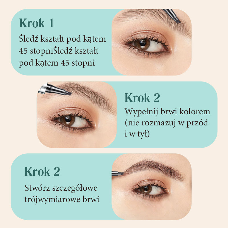【🔥Kup 1 i otrzymaj 1 gratis】☔Wysokiej jakości wodoodporna kredka do brwi 4 Fork