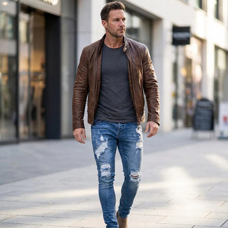 🔥🎁Új 50% KEDVEZMÉNY🔥Elegáns férfi skinny farmer kopott hatással