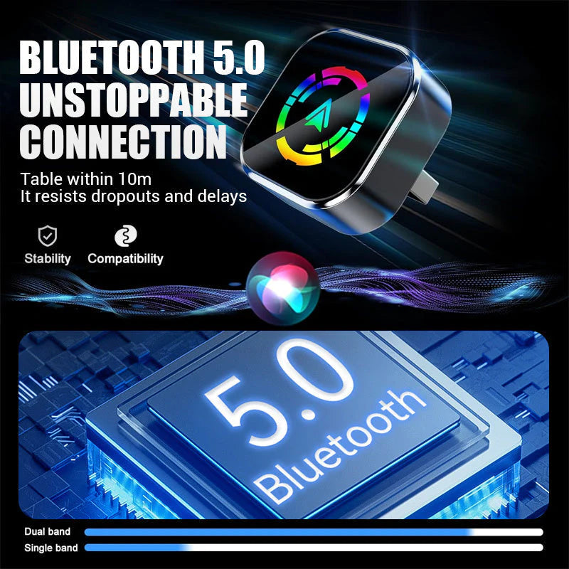 2 az 1-ben vezeték nélküli adapter iPhone-hoz és Android Auto-hoz