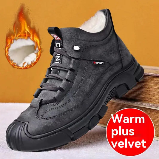 🔥🔥 Akciós termékek🔥🔥Férfi meleg, vastag polár csizma, ősz/tél 2025, szabadidős bőr csizma