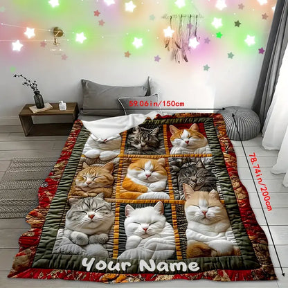 😸Modern flanel takaró macskamintával -🔥Szuper puha és meleg plüss takaró, minden évszakra