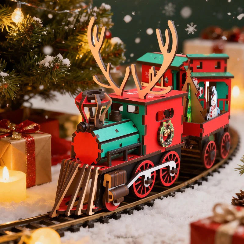 📢📢 50% kedvezmény!! 🥳 🚂 Ünnepi témájú, saját kezűleg készített vonatos kirakós