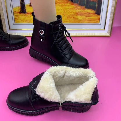 🔥Utolsó akció - 50% kedvezmény - női meleg, csúszásgátló bőr bokacsizma