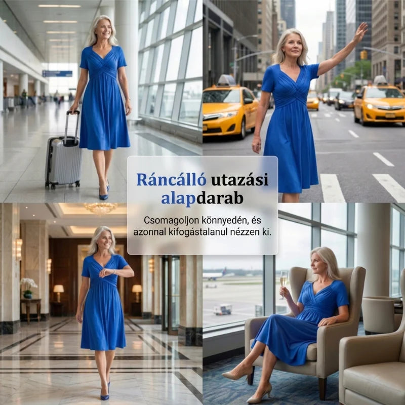【S-3XL】👗Női V-nyakú rövid ujjú hosszú ruhák