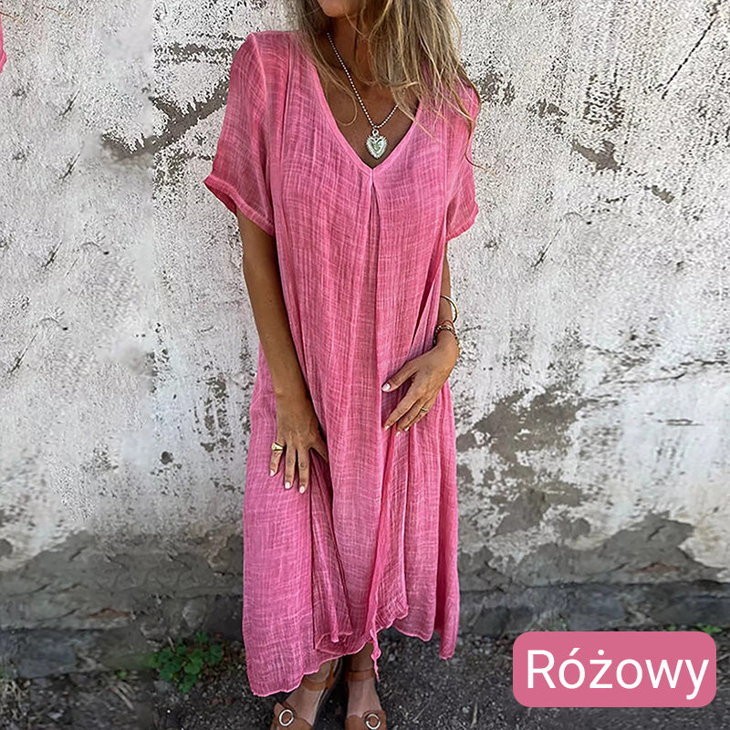 🎁Wysokiej jakości, wygodna letnia sukienka wykonana w 100% z lnu
