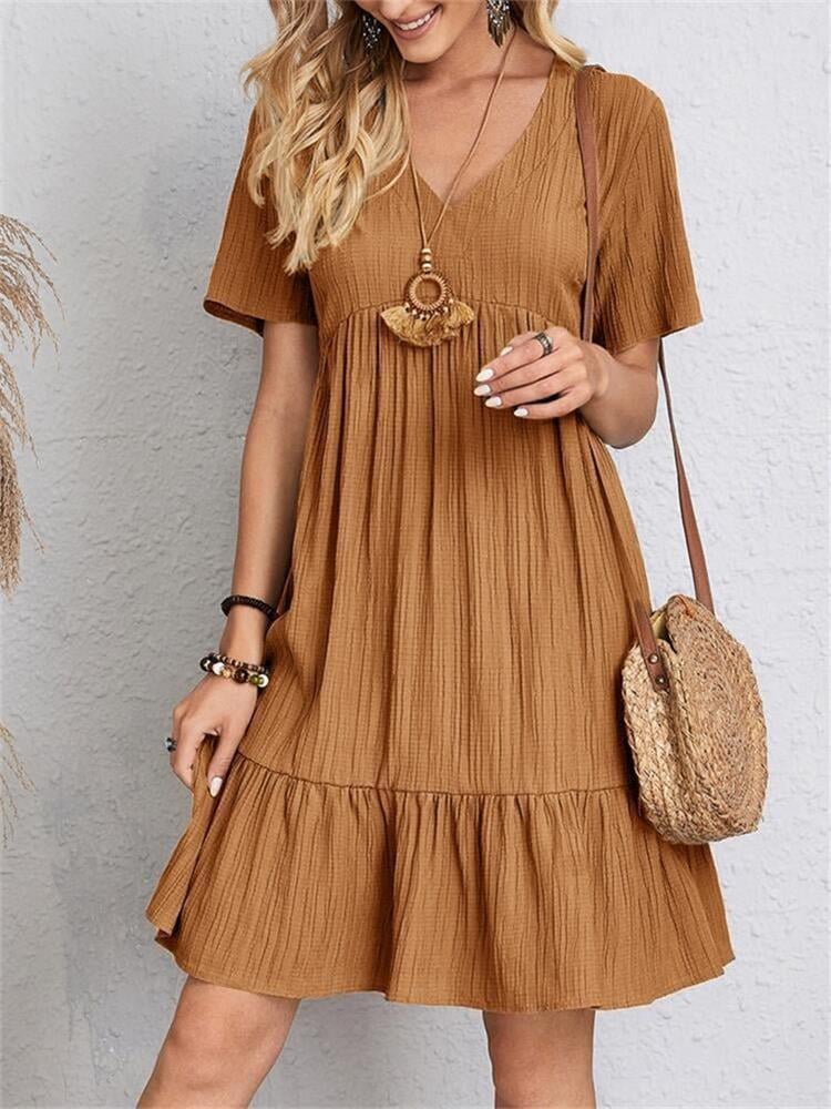 【S-3XL】👗Casualowa długa sukienka z krótkim rękawem