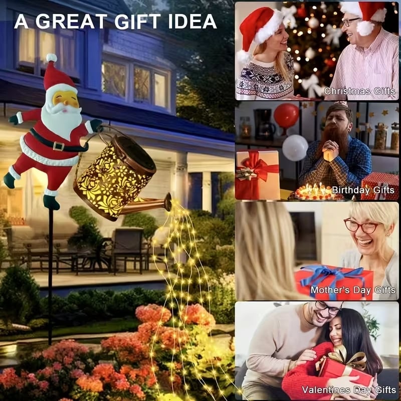 🎅Karácsonyi napelemes teáskanna égők Mikulás formájában