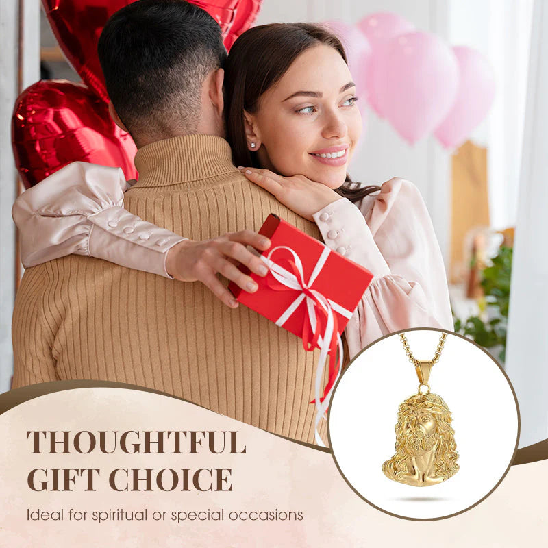 Egy nyaklánc, melynek medálja Jézus képét ábrázolja