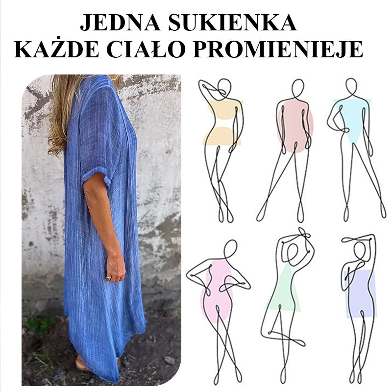 🎁Wysokiej jakości, wygodna letnia sukienka wykonana w 100% z lnu