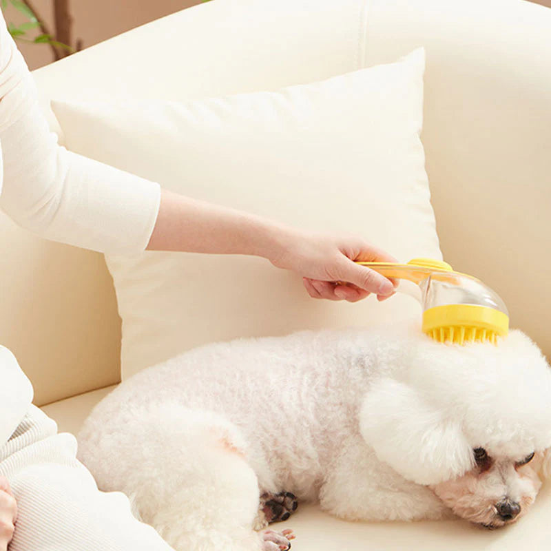 🛁🐾 Háziállat-fürdető kefe szappanadagolóval – Hosszú nyél, hajolás nélkül, puha és hatékony, könnyű fürdetés otthon 🧼✨