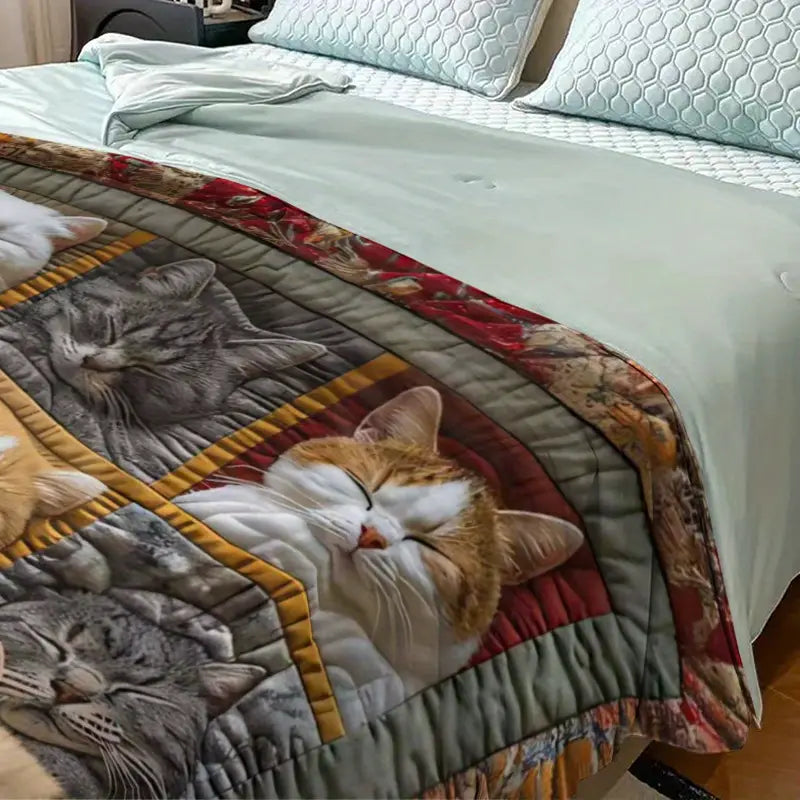 😸Modern flanel takaró macskamintával -🔥Szuper puha és meleg plüss takaró, minden évszakra