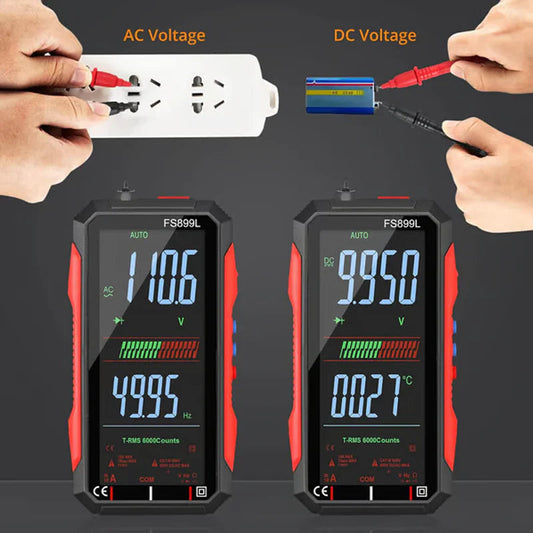 USB Tölthetős Digitális Multiméter – True RMS, Automatikus Tartományváltás és Megvilágított LCD Kijelző, CAT III 1000V