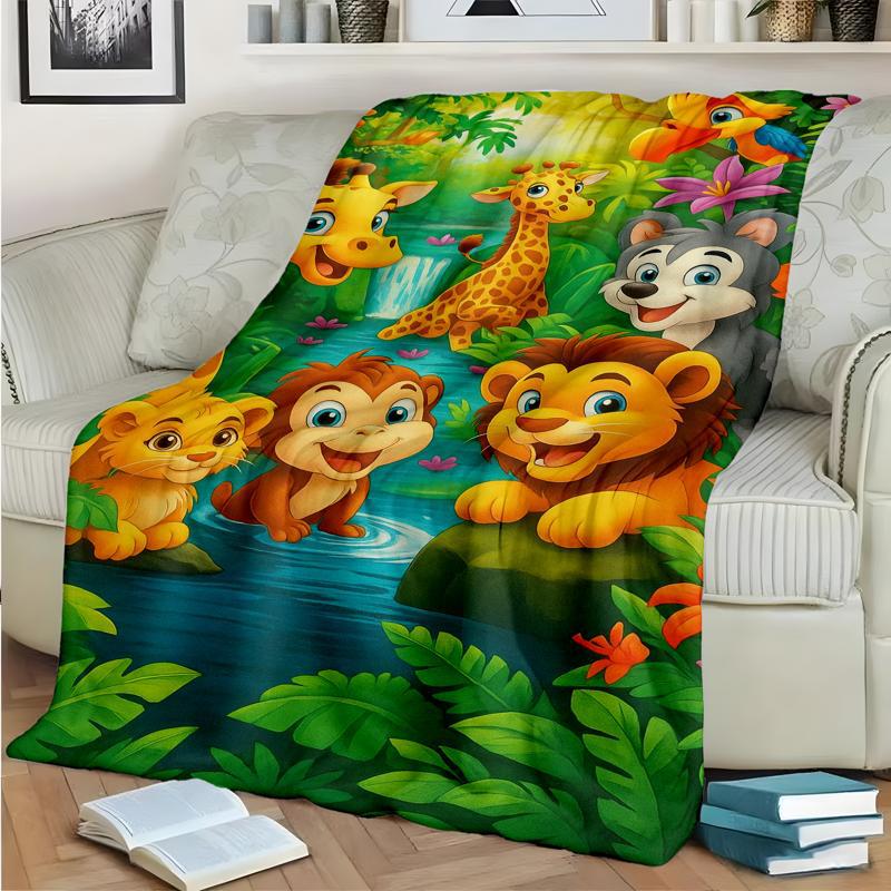 Plüss flanel takaró rajzfilm dzsungel mintával