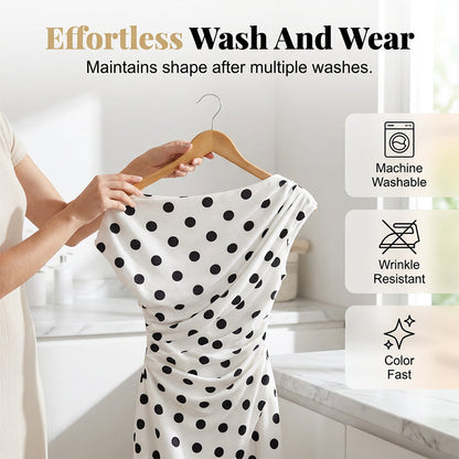 👗 Fekete-fehér pöttyös ruha – klasszikus pöttyös stílus, bármilyen alkalomra alkalmas ✨