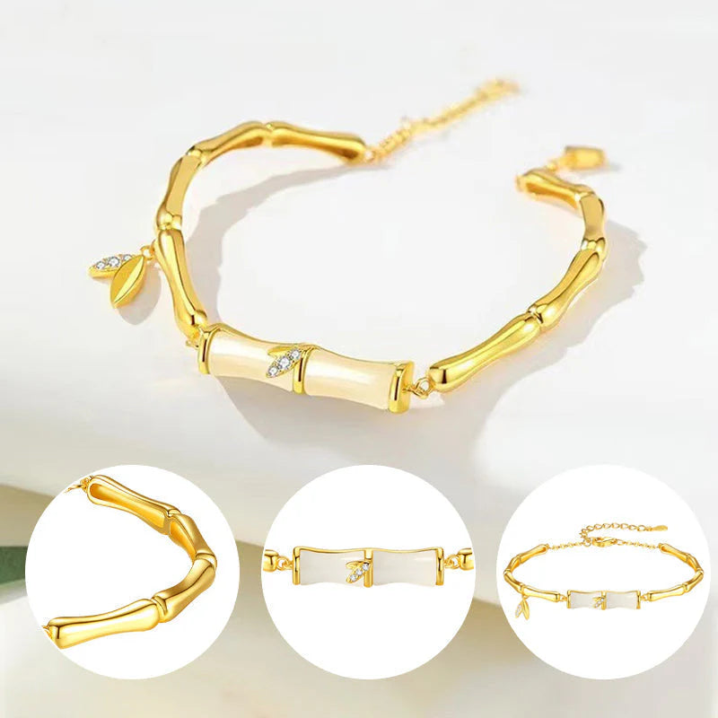 Női bambusz karkötő lánccal