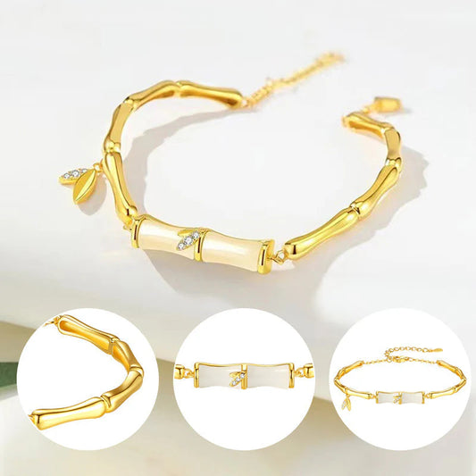 Női bambusz karkötő lánccal