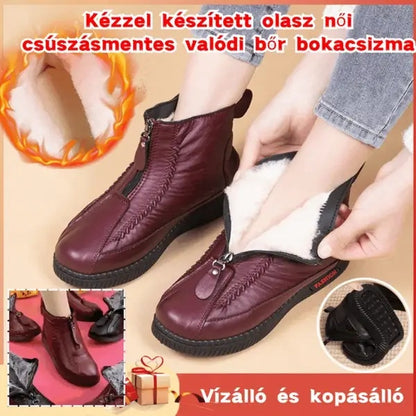 Kézzel készített olasz női csúszásgátló valódi bőr bokacsizma