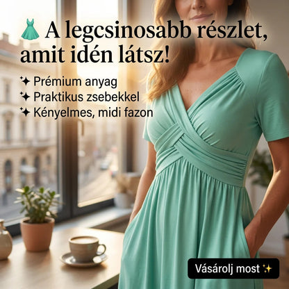 【S-3XL】👗Női V-nyakú rövid ujjú hosszú ruhák