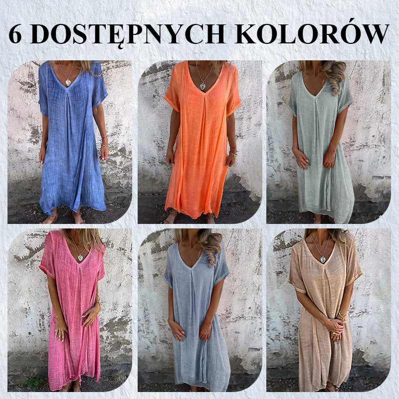 🎁Wysokiej jakości, wygodna letnia sukienka wykonana w 100% z lnu