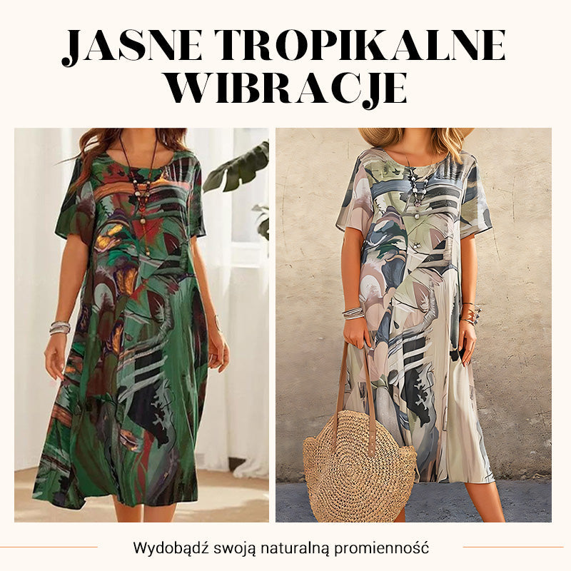 [S-4XL]✨Zwiewna sukienka w jasnych, tropikalnych kolorach