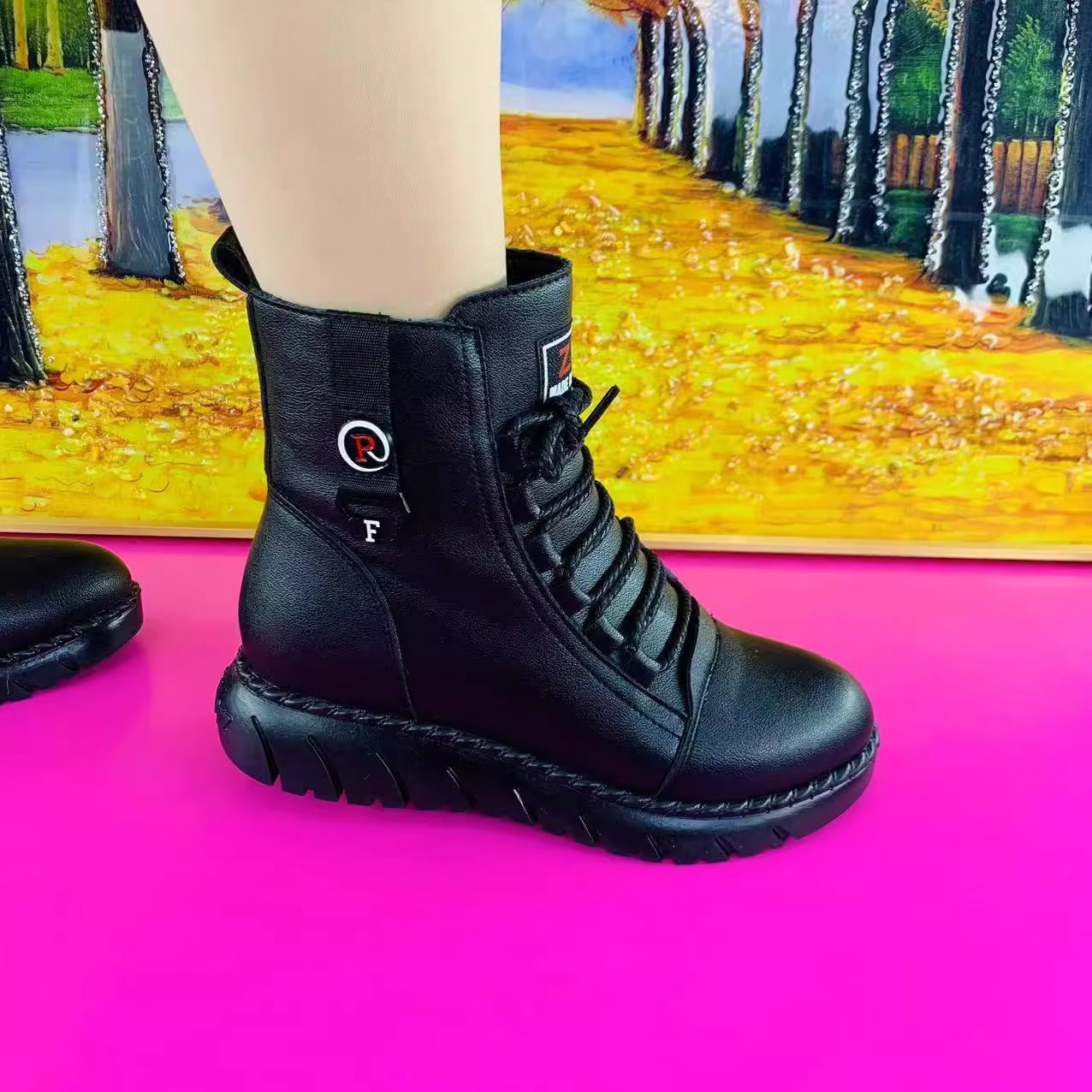 🔥Utolsó akció - 50% kedvezmény - női meleg, csúszásgátló bőr bokacsizma