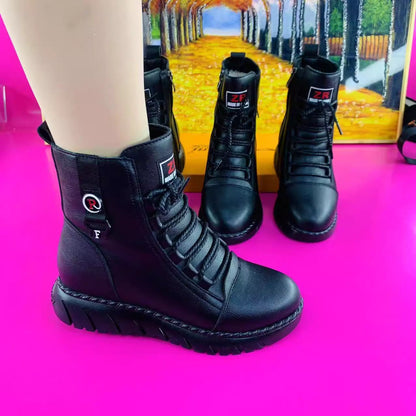 🔥Utolsó akció - 50% kedvezmény - női meleg, csúszásgátló bőr bokacsizma