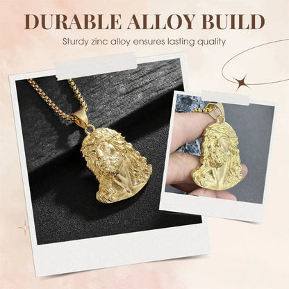 Egy nyaklánc, melynek medálja Jézus képét ábrázolja