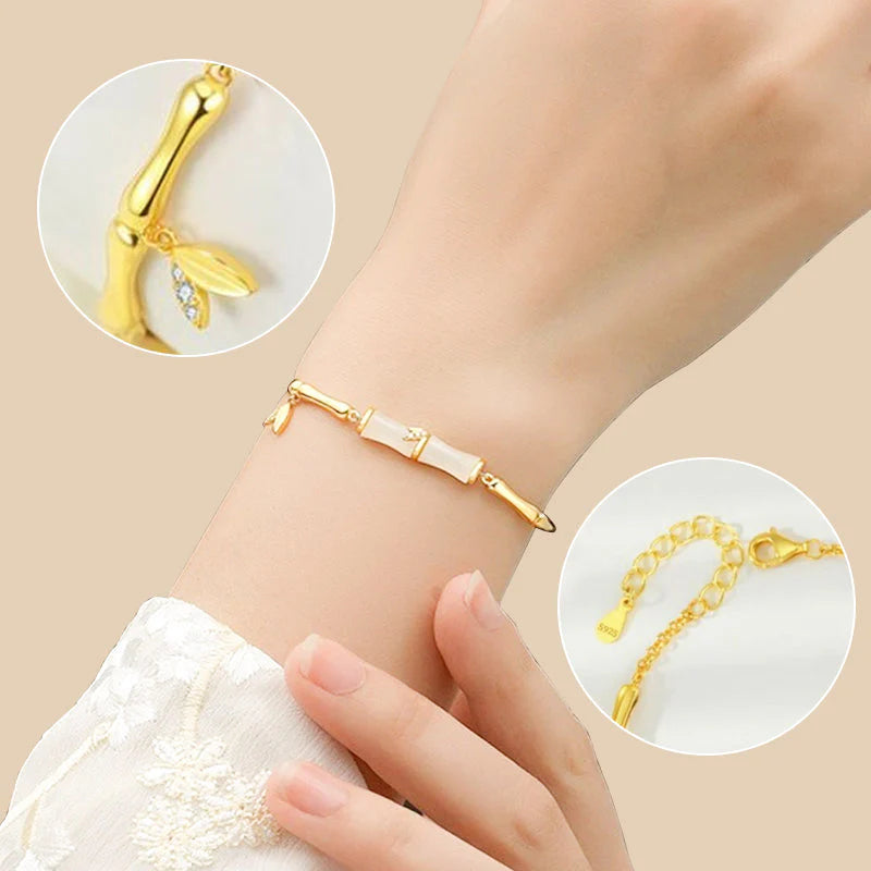 Női bambusz karkötő lánccal