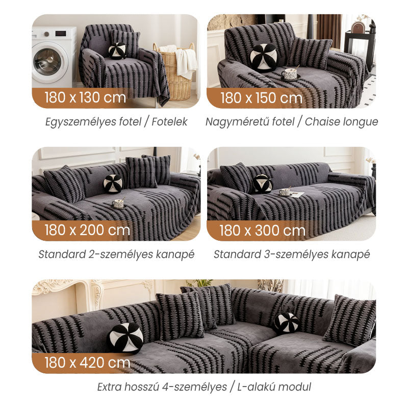 🛋️ Puha, csúszásgátló bársony kanapetakaró