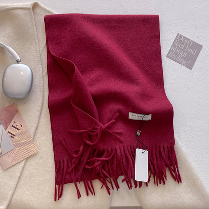 Egyszínű gyapjú női meleg sál