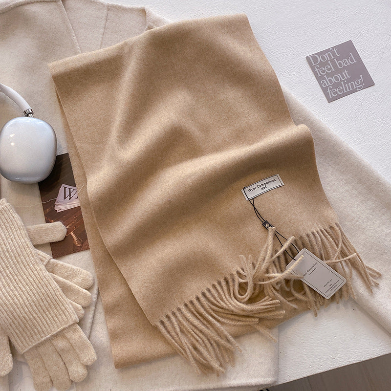 Egyszínű gyapjú női meleg sál