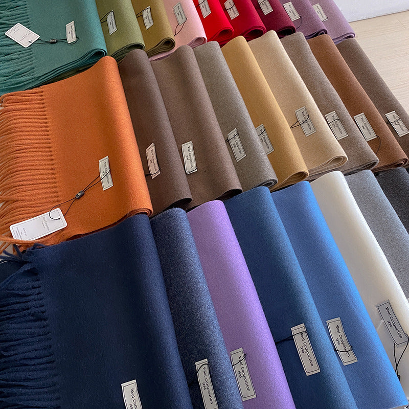 Egyszínű gyapjú női meleg sál