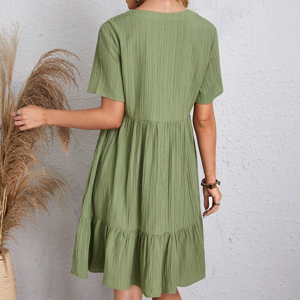 【S-3XL】👗Casualowa długa sukienka z krótkim rękawem