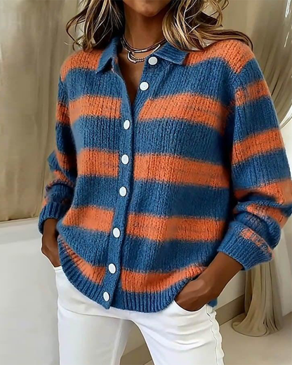 Mindennapi csíkos kardigán