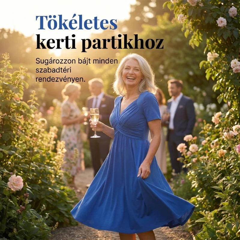 【S-3XL】👗Női V-nyakú rövid ujjú hosszú ruhák