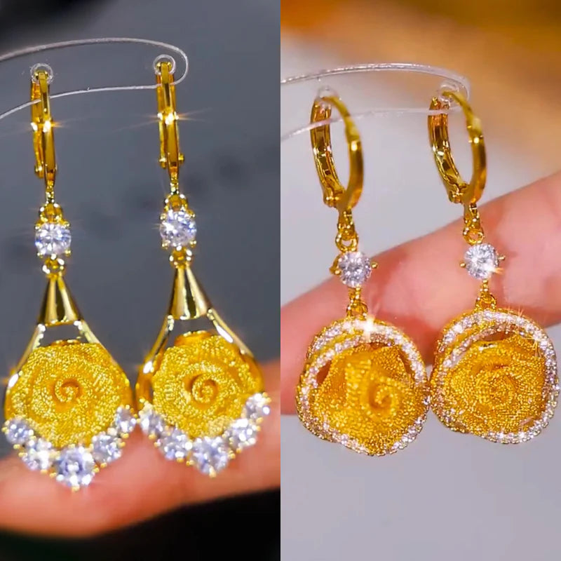 Elegáns fülbevalók hálós rózsákkal