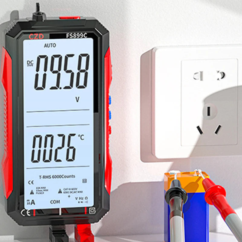 USB Tölthetős Digitális Multiméter – True RMS, Automatikus Tartományváltás és Megvilágított LCD Kijelző, CAT III 1000V