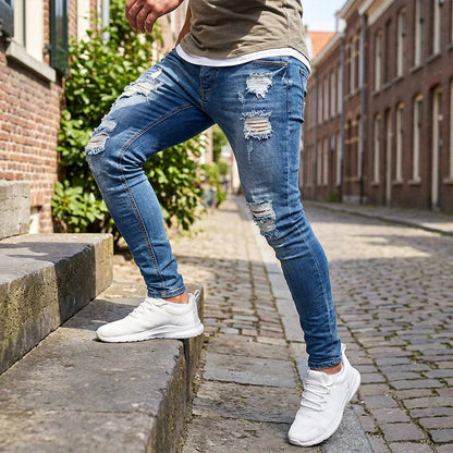 🔥🎁Új 50% KEDVEZMÉNY🔥Elegáns férfi skinny farmer kopott hatással