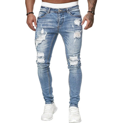 🔥🎁Új 50% KEDVEZMÉNY🔥Elegáns férfi skinny farmer kopott hatással