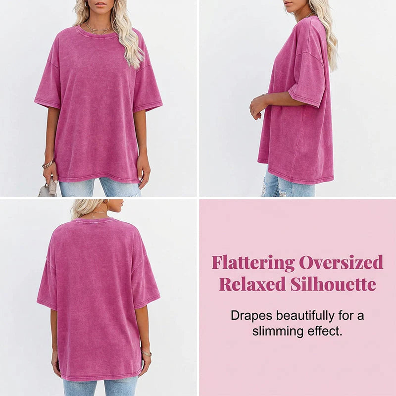 Női Mosott Vintage Oversized Póló