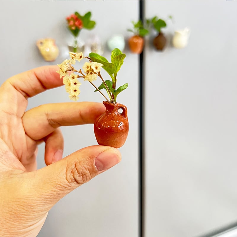 🎁🌸 Mini kerámia váza hűtőmágnes