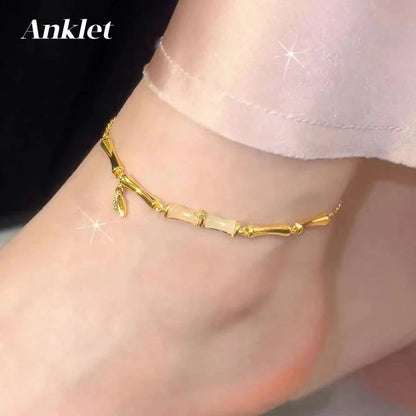 Női bambusz karkötő lánccal