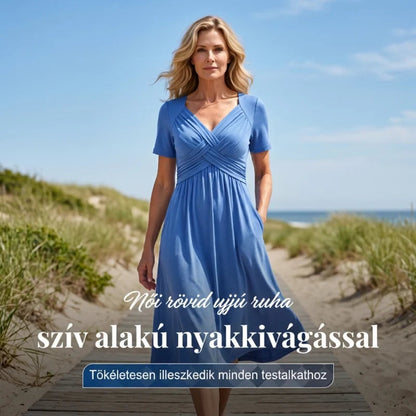 【S-3XL】👗Női V-nyakú rövid ujjú hosszú ruhák