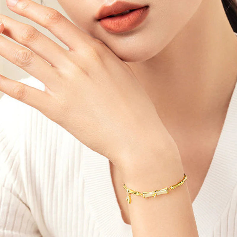 Női bambusz karkötő lánccal