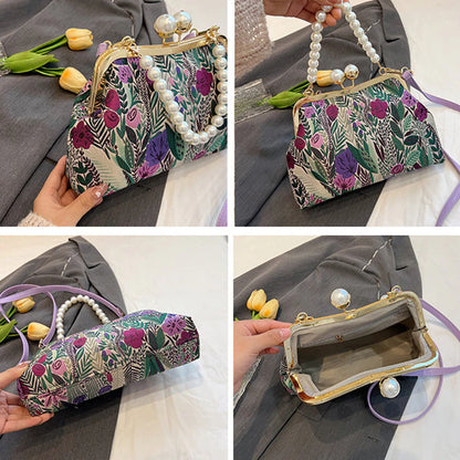 Floral Shell-Shaped Shoulder Bag – Elegant Design, Versatile Chain Strap, Spacious & Stylish
