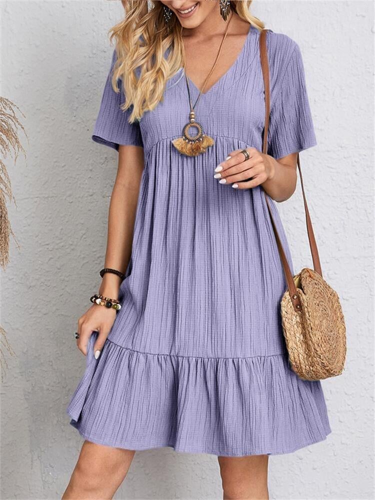 【S-3XL】👗Casualowa długa sukienka z krótkim rękawem